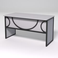 Стол рабочий офисный С-03 (закругленные торцы) СТРОНГ в стиле ЛОФТ декор №1, Серый