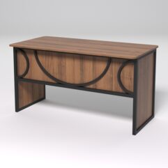 Стол рабочий офисный С-03 (закругленные торцы) СТРОНГ в стиле ЛОФТ декор №1, Орех