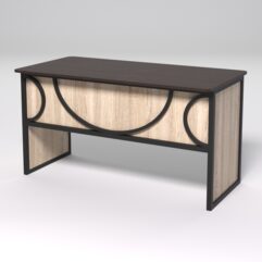 Стол рабочий офисный С-03 (закругленные торцы) СТРОНГ в стиле ЛОФТ декор №1, Дуб Венге и Дуб Сонома