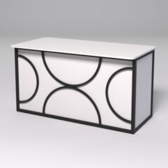 Стол рабочий офисный С-03А (закругленные торцы) СТРОНГ в стиле ЛОФТ декор №1, Белый