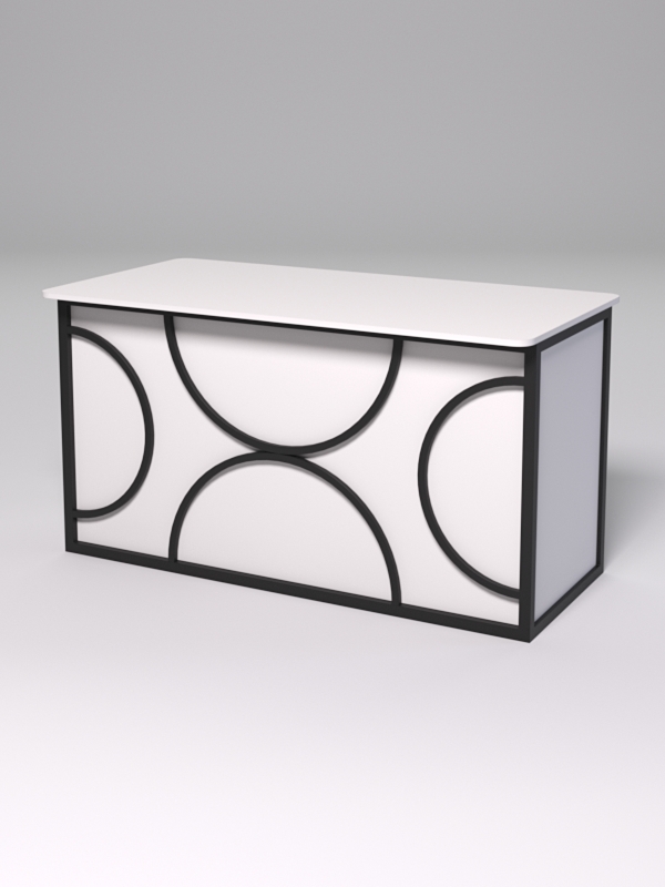 Стол рабочий офисный С-03А (закругленные торцы) СТРОНГ в стиле ЛОФТ декор №1, Белый