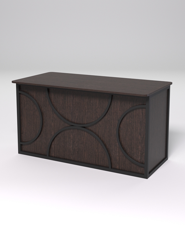 Стол рабочий офисный С-03А (закругленные торцы) СТРОНГ в стиле ЛОФТ декор №1, Дуб Венге