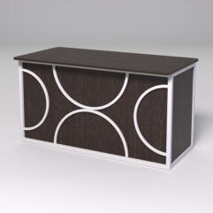 Стол рабочий офисный С-03А (закругленные торцы) СТРОНГ в стиле ЛОФТ декор №1, Дуб Венге + металлический каркас Белый