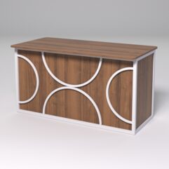 Стол рабочий офисный С-03А (закругленные торцы) СТРОНГ в стиле ЛОФТ декор №1, Орех + металлический каркас Белый