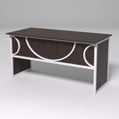 Стол рабочий офисный С-04 СТРОНГ в стиле ЛОФТ декор №1, Дуб Венге + металлический каркас Белый