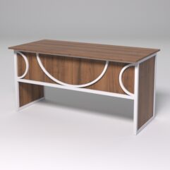 Стол рабочий офисный С-04 СТРОНГ в стиле ЛОФТ декор №1, Орех + металлический каркас Белый