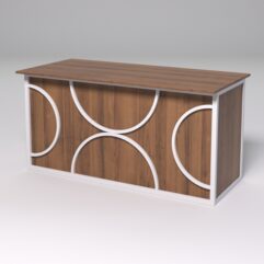 Стол рабочий офисный С-04А СТРОНГ в стиле ЛОФТ декор №1, Орех + металлический каркас Белый