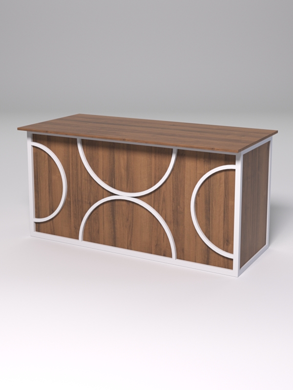 Стол рабочий офисный С-04А СТРОНГ в стиле ЛОФТ декор №1, Орех + металлический каркас Белый