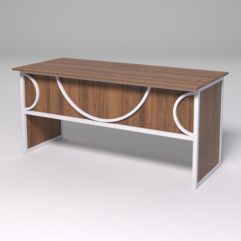 Стол рабочий офисный С-05 СТРОНГ в стиле ЛОФТ декор №1, Орех + металлический каркас Белый