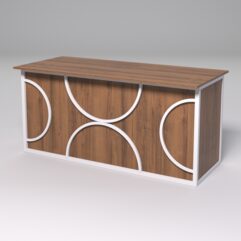 Стол рабочий офисный С-05А СТРОНГ в стиле ЛОФТ декор №1, Орех + металлический каркас Белый