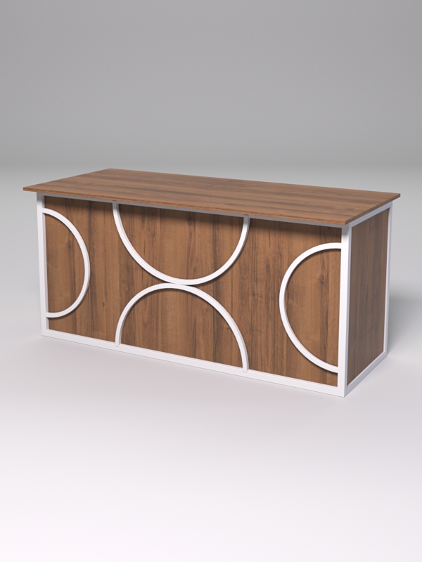 Стол рабочий офисный С-05А СТРОНГ в стиле ЛОФТ декор №1, Орех + металлический каркас Белый