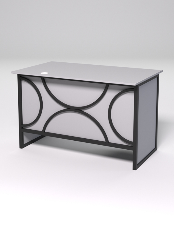 Стол однотумбовый офисный С-06 (левосторонний) СТРОНГ в стиле ЛОФТ декор №1, Серый