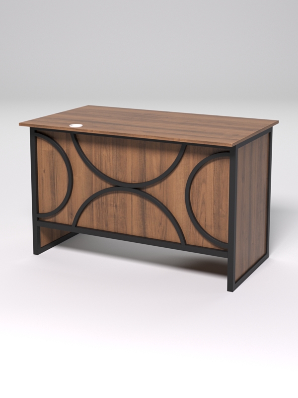 Стол однотумбовый офисный С-06 (левосторонний) СТРОНГ в стиле ЛОФТ декор №1, Орех