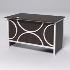 Стол однотумбовый офисный С-06 (левосторонний) СТРОНГ в стиле ЛОФТ декор №1, Дуб Венге + металлический каркас Белый