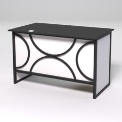 Стол однотумбовый офисный С-06 (левосторонний) СТРОНГ в стиле ЛОФТ декор №1, Черный и Белый