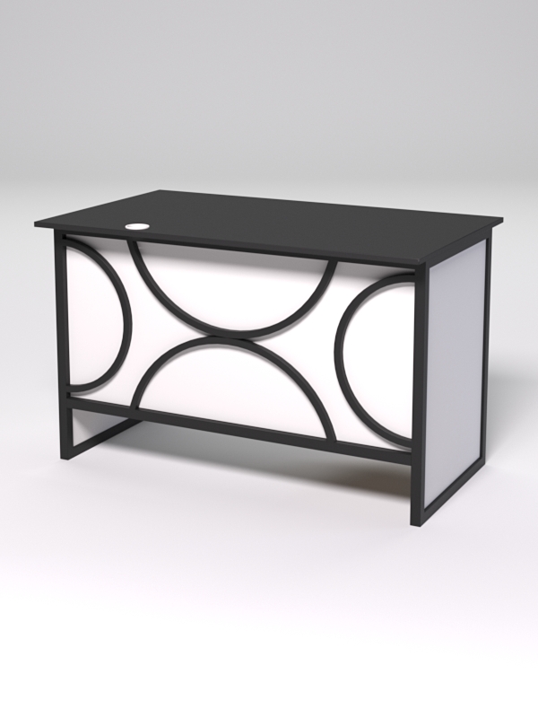 Стол однотумбовый офисный С-06 (левосторонний) СТРОНГ в стиле ЛОФТ декор №1, Черный и Белый