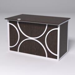 Стол однотумбовый офисный С-06А (левосторонний) СТРОНГ в стиле ЛОФТ декор №1, Дуб Венге + металлический каркас Белый