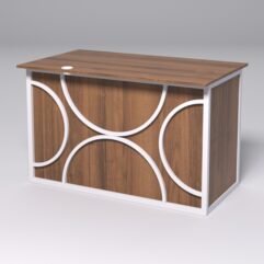 Стол однотумбовый офисный С-06А (левосторонний) СТРОНГ в стиле ЛОФТ декор №1, Орех + металлический каркас Белый