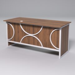 Стол двухтумбовый офисный С-07 СТРОНГ в стиле ЛОФТ декор №1, Орех + металлический каркас Белый