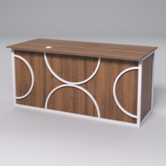 Стол двухтумбовый офисный С-07А СТРОНГ в стиле ЛОФТ декор №1, Орех + металлический каркас Белый