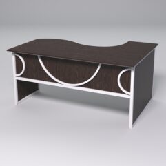 Стол эргономичный офисный СЭ-11 (левосторонний) СТРОНГ в стиле ЛОФТ декор №1, Дуб Венге + металлический каркас Белый