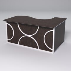 Стол эргономичный офисный СЭ-11А (левосторонний) СТРОНГ в стиле ЛОФТ декор №1, Дуб Венге + металлический каркас Белый