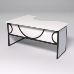 Стол эргономичный офисный СЭ-12 (правосторонний) СТРОНГ в стиле ЛОФТ декор №1, Белый