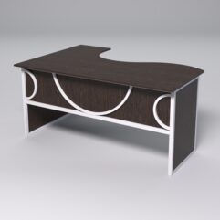 Стол эргономичный офисный СЭ-12 (правосторонний) СТРОНГ в стиле ЛОФТ декор №1, Дуб Венге + металлический каркас Белый