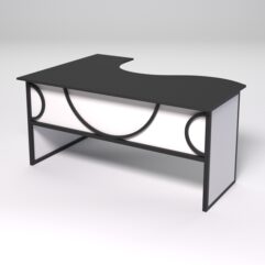 Стол эргономичный офисный СЭ-12 (правосторонний) СТРОНГ в стиле ЛОФТ декор №1, Черный и Белый