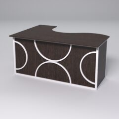 Стол эргономичный офисный СЭ-12А (правосторонний) СТРОНГ в стиле ЛОФТ декор №1, Дуб Венге + металлический каркас Белый