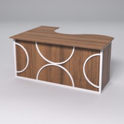 Стол эргономичный офисный СЭ-12А (правосторонний) СТРОНГ в стиле ЛОФТ декор №1, Орех + металлический каркас Белый