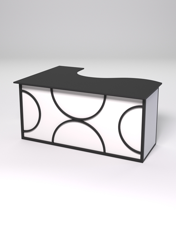 Стол эргономичный офисный СЭ-12А (правосторонний) СТРОНГ в стиле ЛОФТ декор №1, Черный и Белый