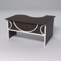 Стол эргономичный офисный СЭ-13 (левосторонний) СТРОНГ в стиле ЛОФТ декор №1, Дуб Венге + металлический каркас Белый