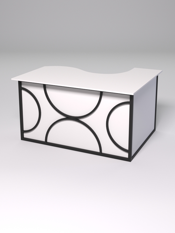 Стол эргономичный офисный СЭ-13А (левосторонний) СТРОНГ в стиле ЛОФТ декор №1, Белый