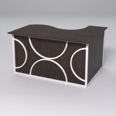 Стол эргономичный офисный СЭ-13А (левосторонний) СТРОНГ в стиле ЛОФТ декор №1, Дуб Венге + металлический каркас Белый