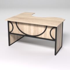 Стол эргономичный офисный СЭ-14 (правосторонний) СТРОНГ в стиле ЛОФТ декор №1, Дуб Сонома