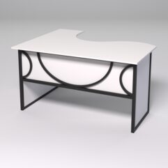 Стол эргономичный офисный СЭ-14 (правосторонний) СТРОНГ в стиле ЛОФТ декор №1, Белый