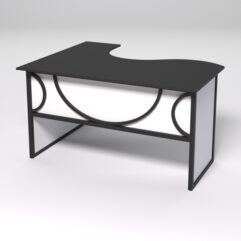 Стол эргономичный офисный СЭ-14 (правосторонний) СТРОНГ в стиле ЛОФТ декор №1, Черный и Белый