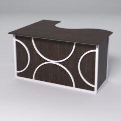 Стол эргономичный офисный СЭ-14А (правосторонний) СТРОНГ в стиле ЛОФТ декор №1, Дуб Венге + металлический каркас Белый