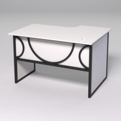 Стол эргономичный офисный СЭ-15 (левосторонний) СТРОНГ в стиле ЛОФТ декор №1, Белый