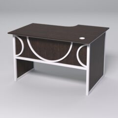 Стол эргономичный офисный СЭ-15 (левосторонний) СТРОНГ в стиле ЛОФТ декор №1, Дуб Венге + металлический каркас Белый