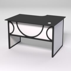 Стол эргономичный офисный СЭ-15 (левосторонний) СТРОНГ в стиле ЛОФТ декор №1, Черный и Белый