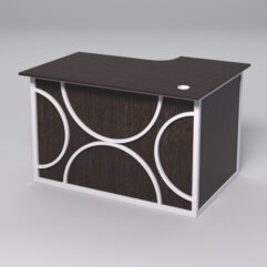 Стол эргономичный офисный СЭ-15А (левосторонний) СТРОНГ в стиле ЛОФТ декор №1, Дуб Венге + металлический каркас Белый