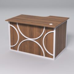 Стол эргономичный офисный СЭ-15А (левосторонний) СТРОНГ в стиле ЛОФТ декор №1, Орех + металлический каркас Белый