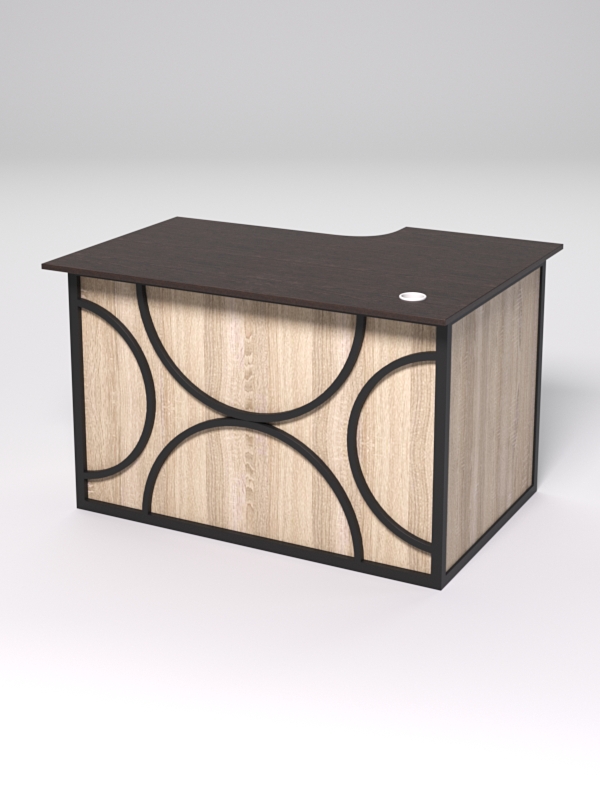 Стол эргономичный офисный СЭ-15А (левосторонний) СТРОНГ в стиле ЛОФТ декор №1, Дуб Венге и Дуб Сонома