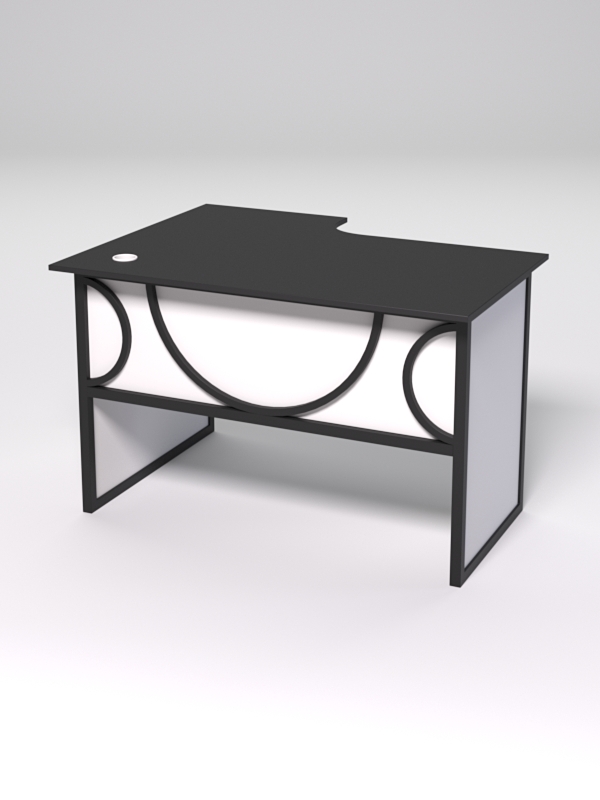 Стол эргономичный офисный СЭ-16 (правосторонний) СТРОНГ в стиле ЛОФТ декор №1, Черный и Белый