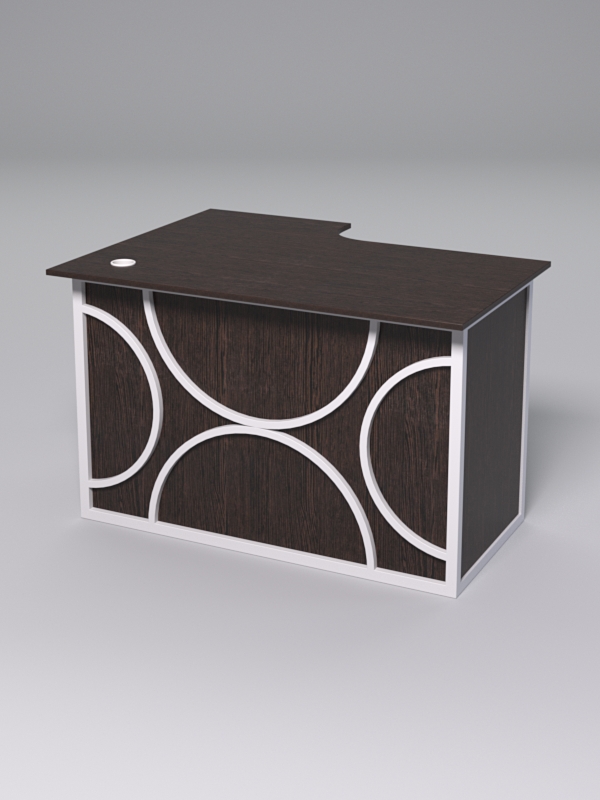 Стол эргономичный офисный СЭ-16А (правосторонний) СТРОНГ в стиле ЛОФТ декор №1, Дуб Венге + металлический каркас Белый