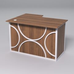 Стол эргономичный офисный СЭ-16А (правосторонний) СТРОНГ в стиле ЛОФТ декор №1, Орех + металлический каркас Белый