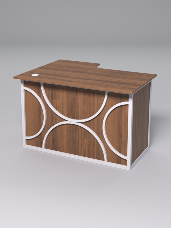 Стол эргономичный офисный СЭ-16А (правосторонний) СТРОНГ в стиле ЛОФТ декор №1, Орех + металлический каркас Белый