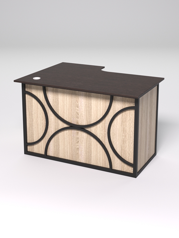 Стол эргономичный офисный СЭ-16А (правосторонний) СТРОНГ в стиле ЛОФТ декор №1, Дуб Венге и Дуб Сонома